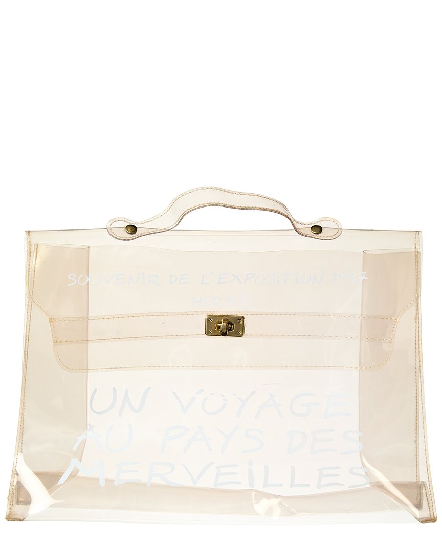 Pre-owned Hermes Hermès Clear Vinyl Kelly 40 Tote (authentic Pre-loved)