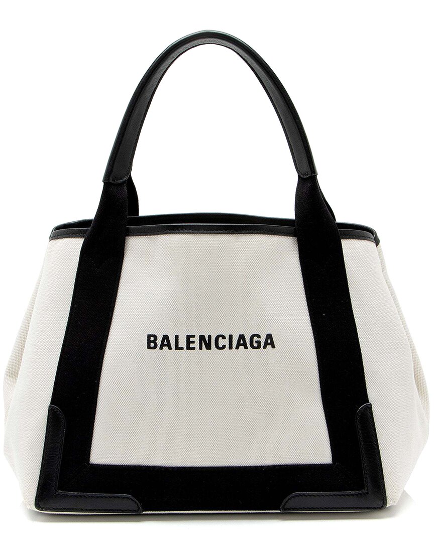 Balenciaga Black Canvas Logo Cabas Small Tote (authentic Pre-loved)