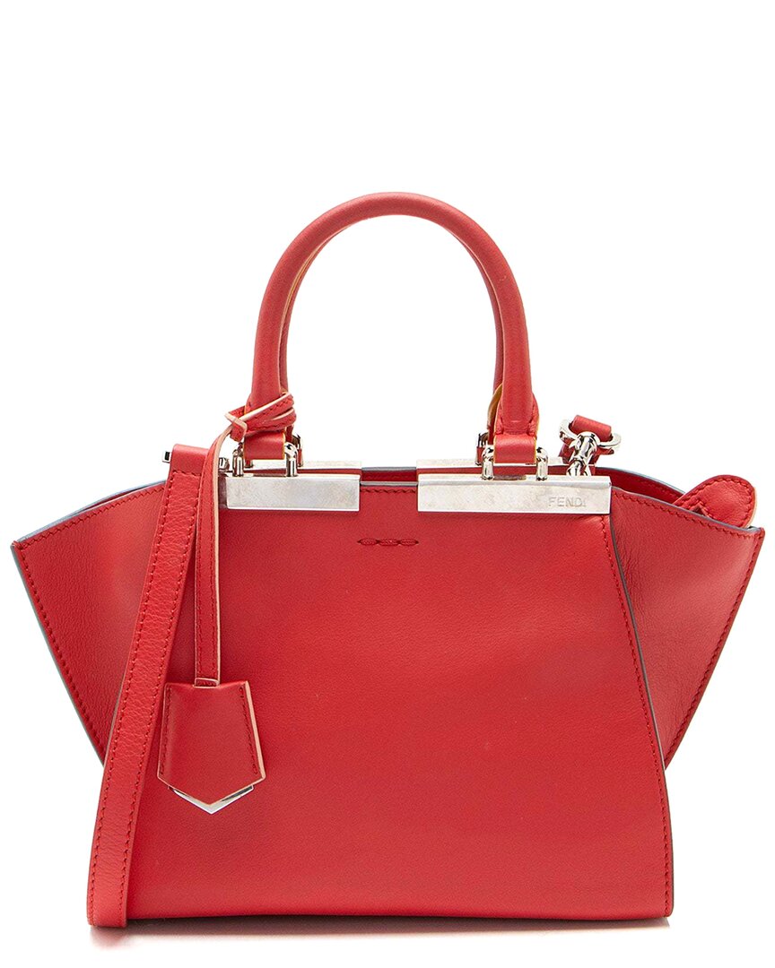 Fendi Red Calfskin 3jours Petite Tote (authentic Pre-loved) In Brown