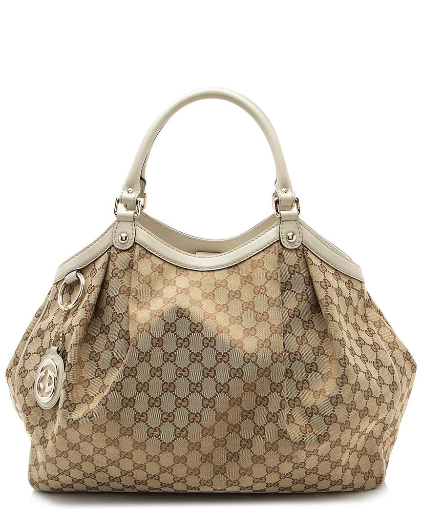 Gucci Beige Gg Canvas Sukey Large Tote (authentic Pre-loved)