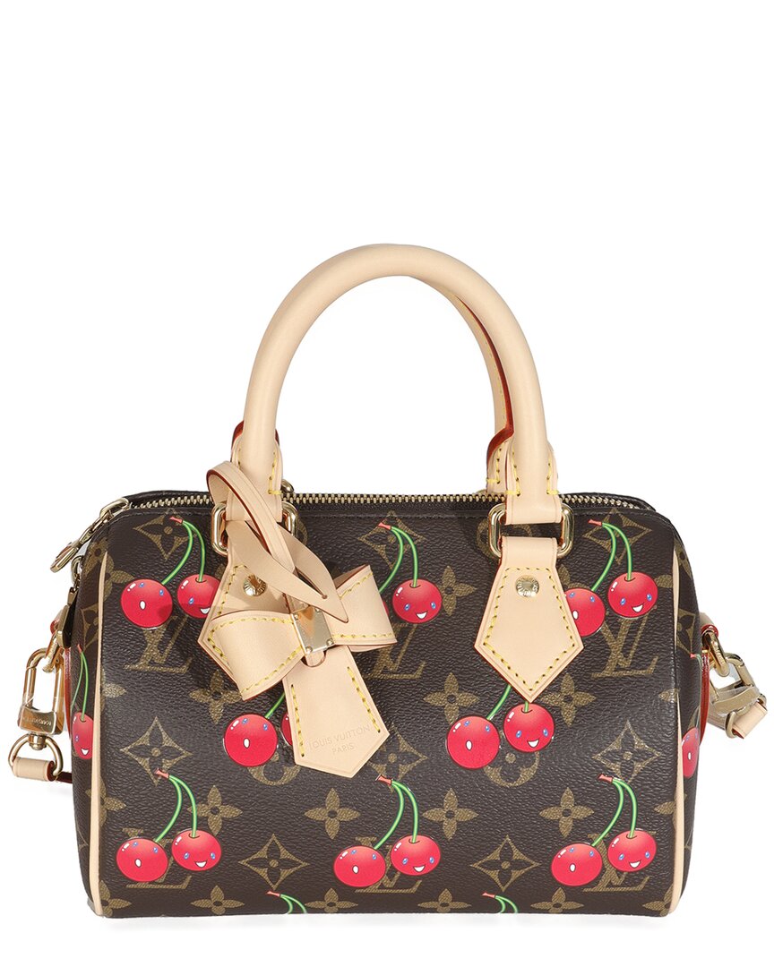 Pre-owned Louis Vuitton Brown & Red Monogram Canvas X Tm Speedy Bandouliere 20 (authentic Pre-loved)