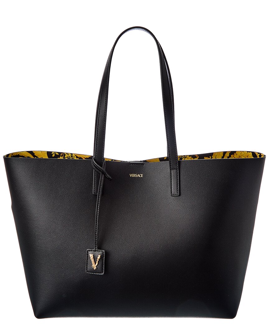 Shop Versace Virtus Leather Tote