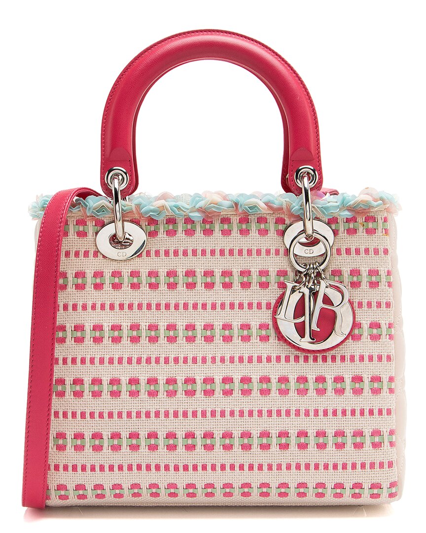 Dior Pink Lambskin, Sequin & Tweed Lady  Medium Tote (authentic Pre-loved)