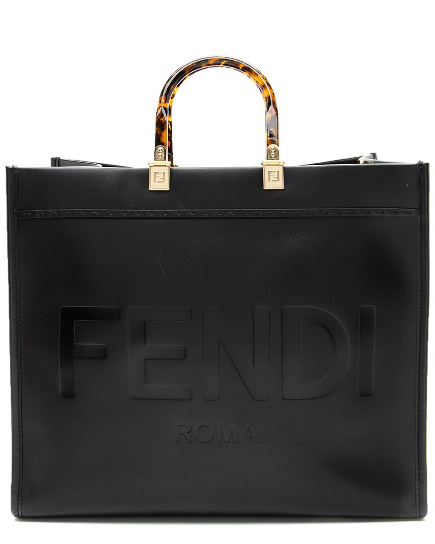 Fendi Black Leather & Plexiglass Sunshine Large Shopper Tote (authentic Pre-loved)
