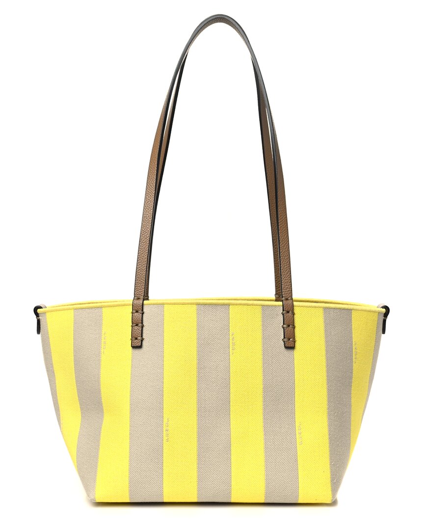 Fendi Beige Pequin Leather Reversible Small Roll Tote (authentic Pre-loved) In Multi