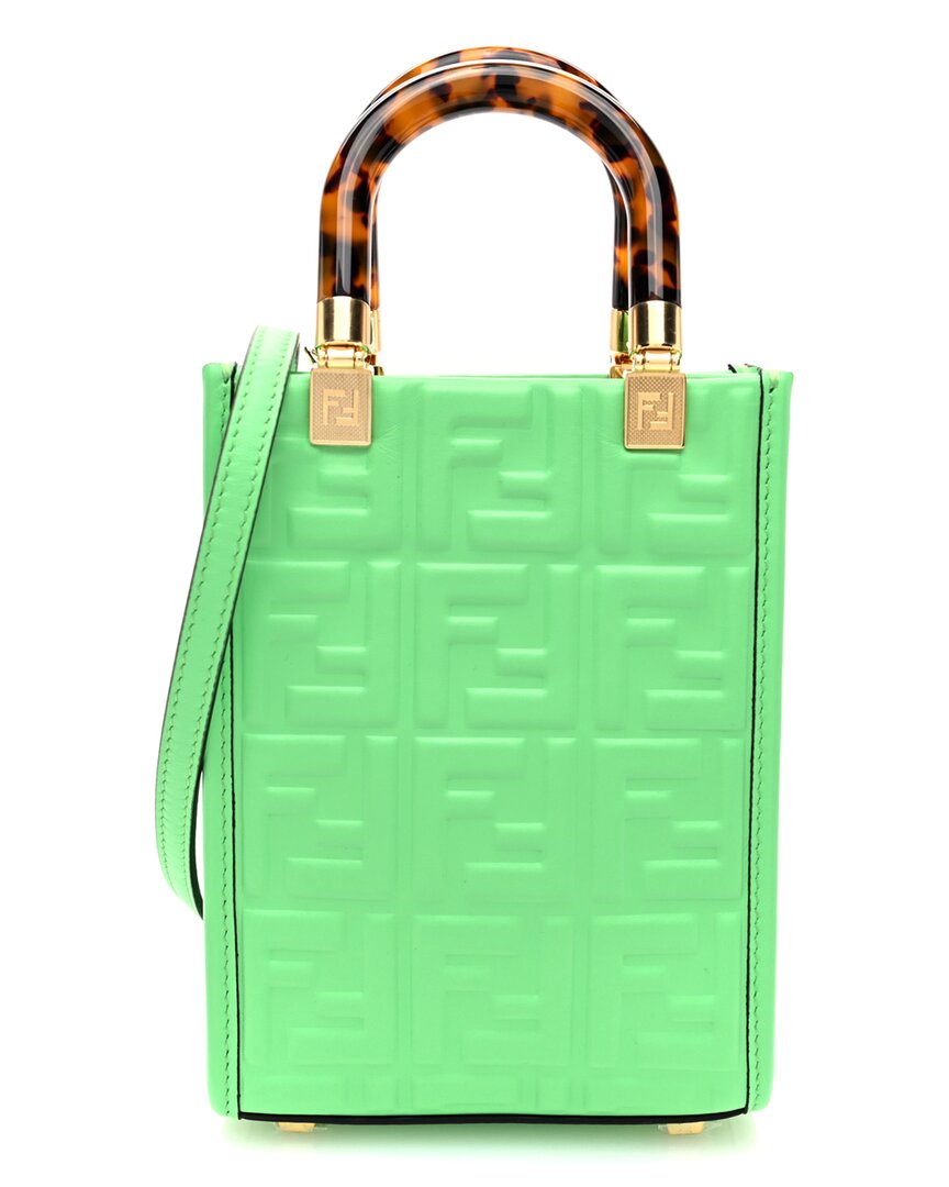Fendi Sun Leather Plexiglass Ff Embossed Mini Sunshine Shopper Tote (authentic  Pre-loved)