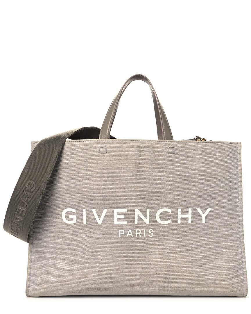 Givenchy Grey Canvas Embroidered Medium G-tote (authentic Pre-loved) In Multi