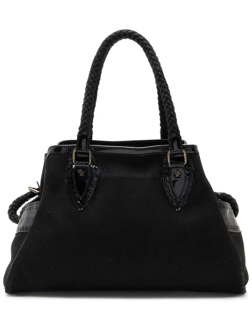 Fendi Black Canvas & Patent Leather Perforated Ff Du Jour Tote (authentic Pre- Loved)