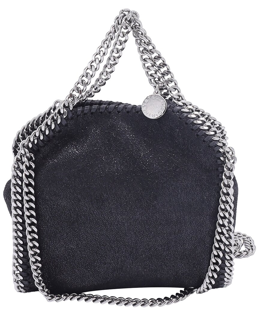 Stella Mccartney Tiny Falabella Tote Bag In Black Shaggy Deer In Blue