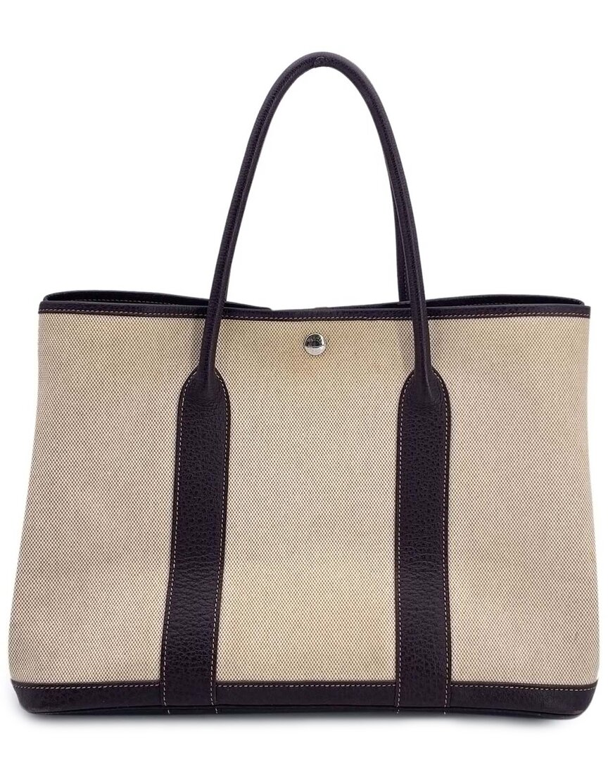 Pre-owned Hermes Hermès Brown Cotton Garden Party Tote (authentic Pre-loved)
