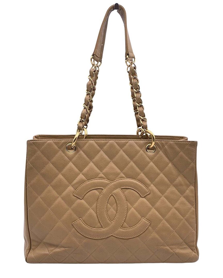 Pre-owned Chanel Brown Leather Grand Shopping Tote (authentic Pre-loved)