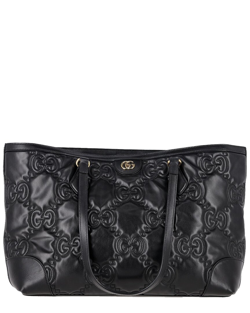 Gucci Black Matelasse Leather Gg Tote (authentic Pre-loved) In Black