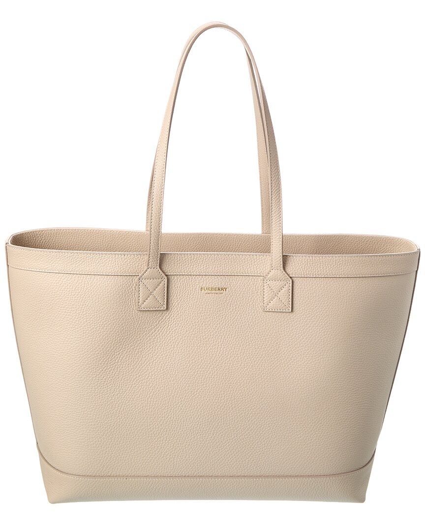 Burberry Leather Tote In White
