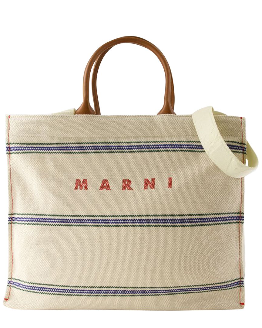 Marni Beige Cotton Pelletteria Uomo Shopper Bag