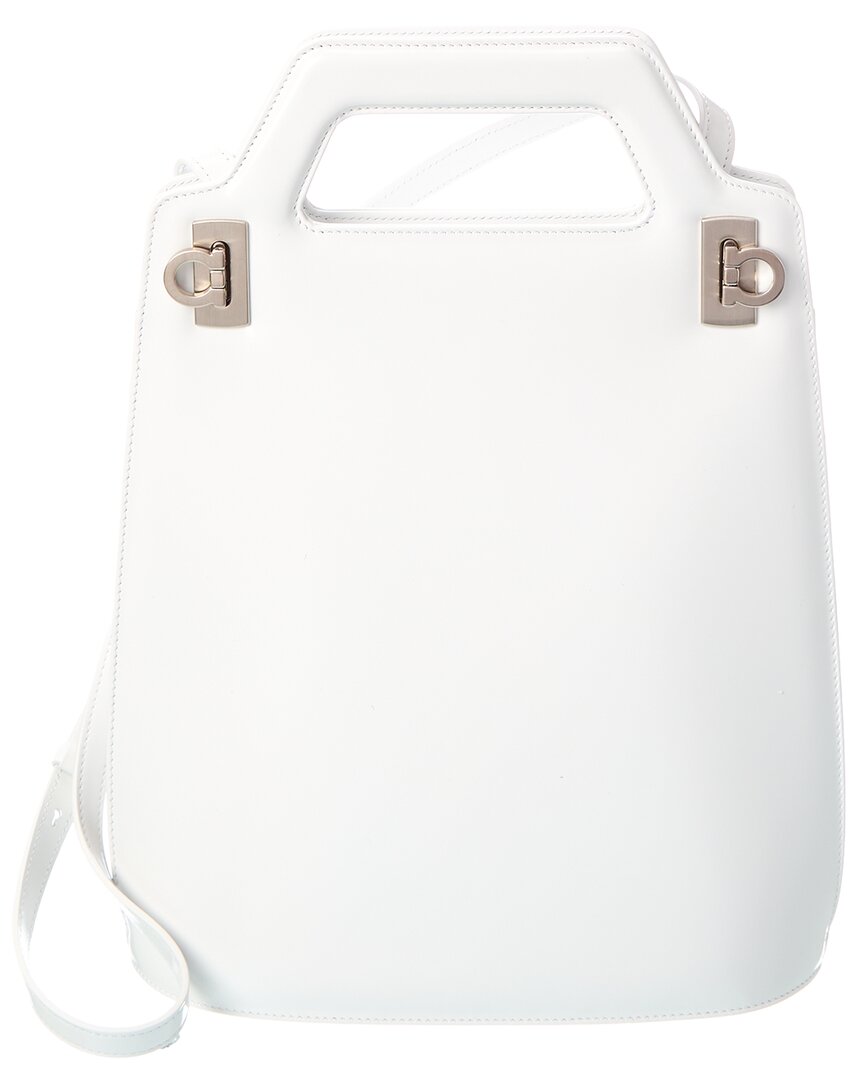 Ferragamo Wanda Leather Tote In White