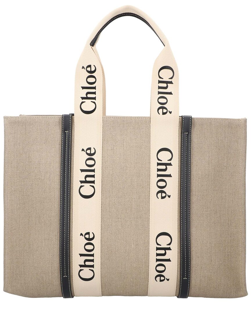 Chloé Linen Large Woody Tote, Never Carried (authentic Pre-loved)