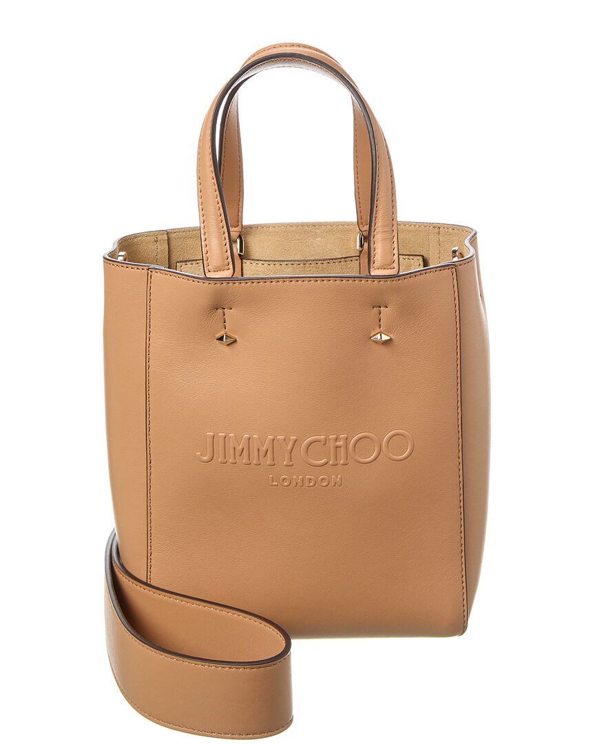 Jimmy Choo Lenny N/s Small Leather Tote In Beige