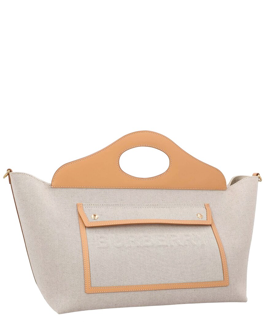 Burberry Grey Lambskin Soft Pocket Medium Tote In Neutral