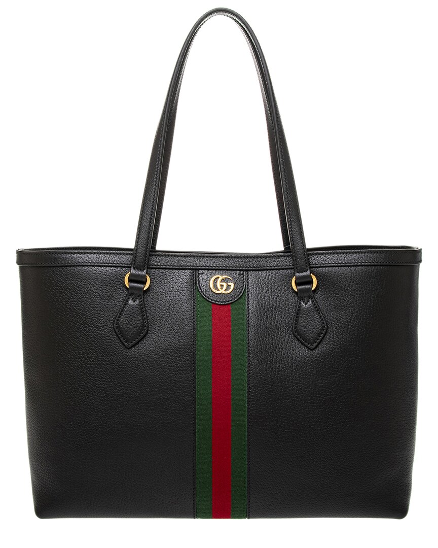 Gucci Ophidia Leather Tote In Black