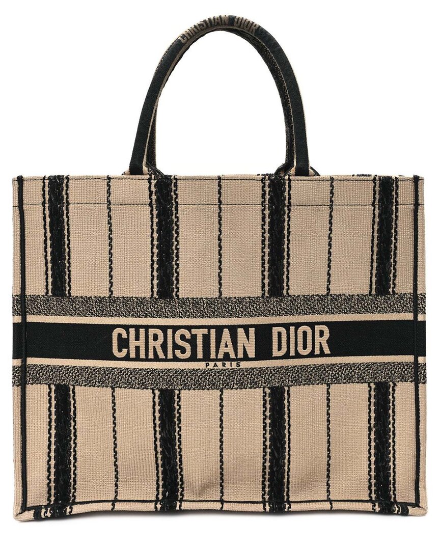 Dior Book Large Canvas Tote In Neutral