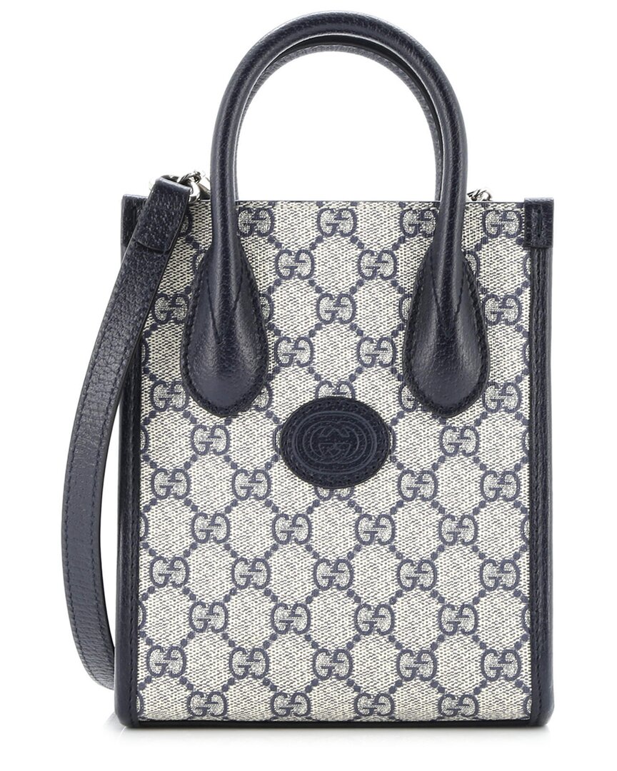 Gucci Interlocking G Patch Tote Gg Coated Canvas Mini (authentic Pre-loved)