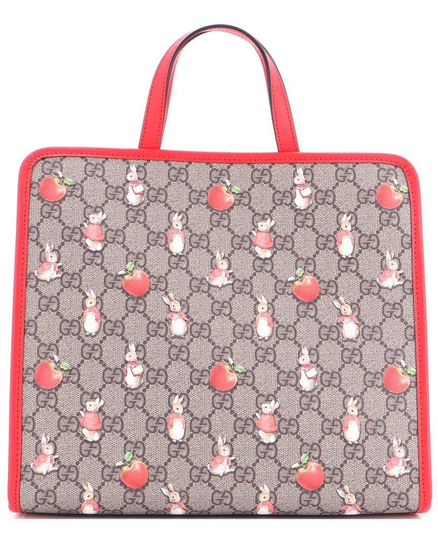 Gucci X Peter Rabbit Kid's Tote Printed Gg Coated Canvas (authentic Pre-loved) In Multi
