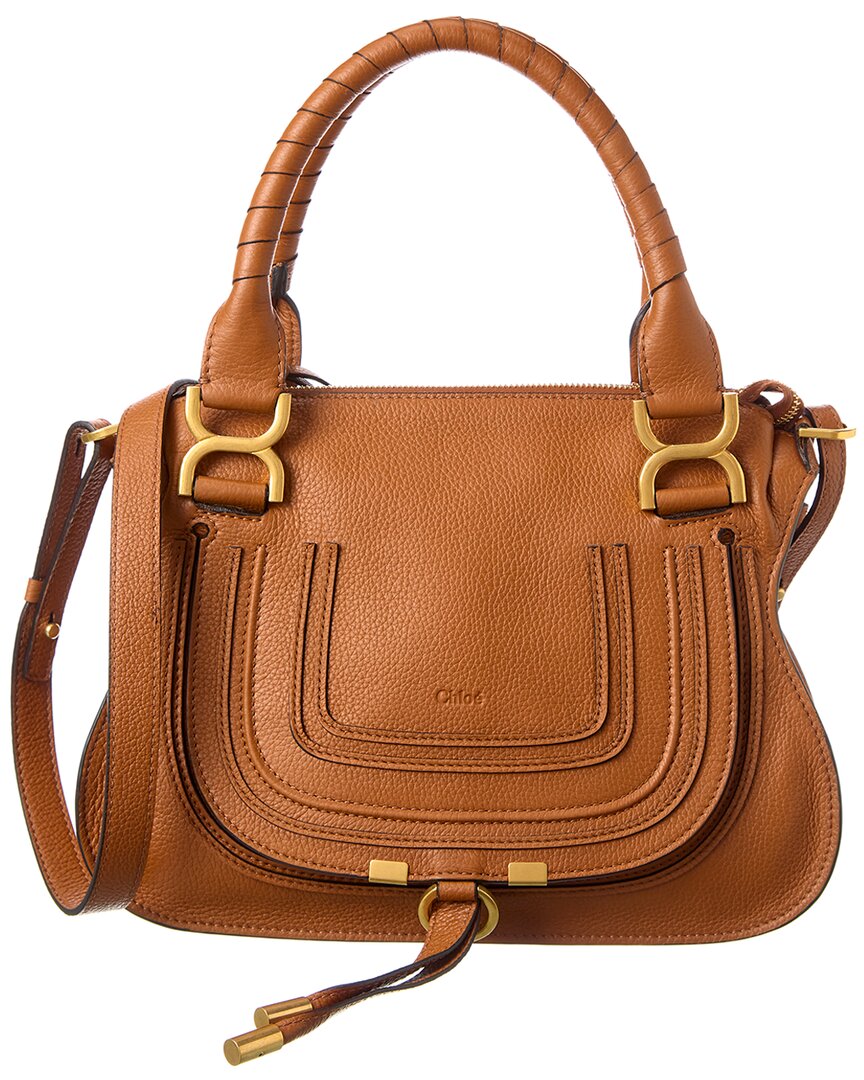 Chloé Marcie Small Leather Satchel In Brown