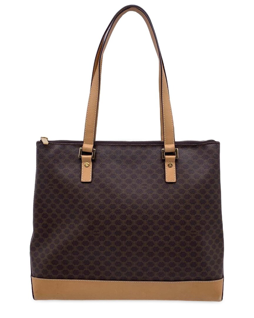 Celine Brown Cotton Tote Macadam (authentic Pre-loved)