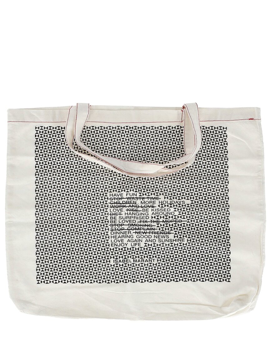 Isabel Marant Ecru Coated/waterproof Canvas Graphic Tote (authentic Pre-loved)