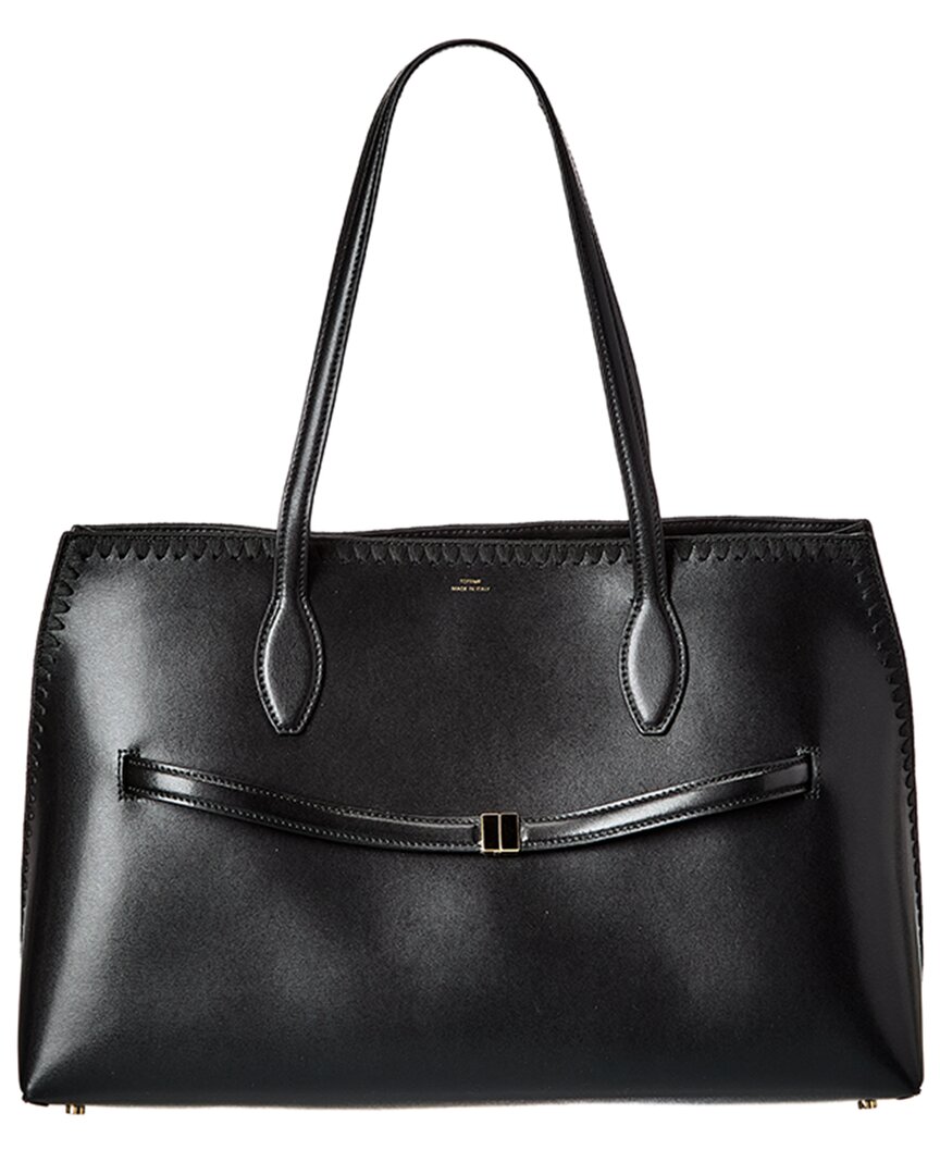 Totême Toteme Lounge Leather Tote In Black