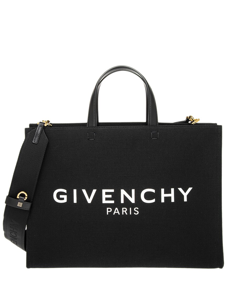 Shop Givenchy G Medium Canvas & Leather Tote In Black