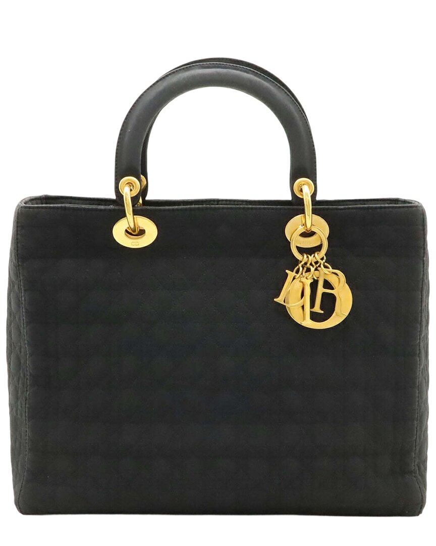 Dior Black Nylon Lady Cannage Handbag Tote (authentic Pre-loved)