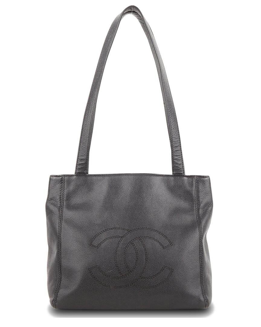 Pre-owned Chanel Black Caviar Leather Cc Tote (authentic )
