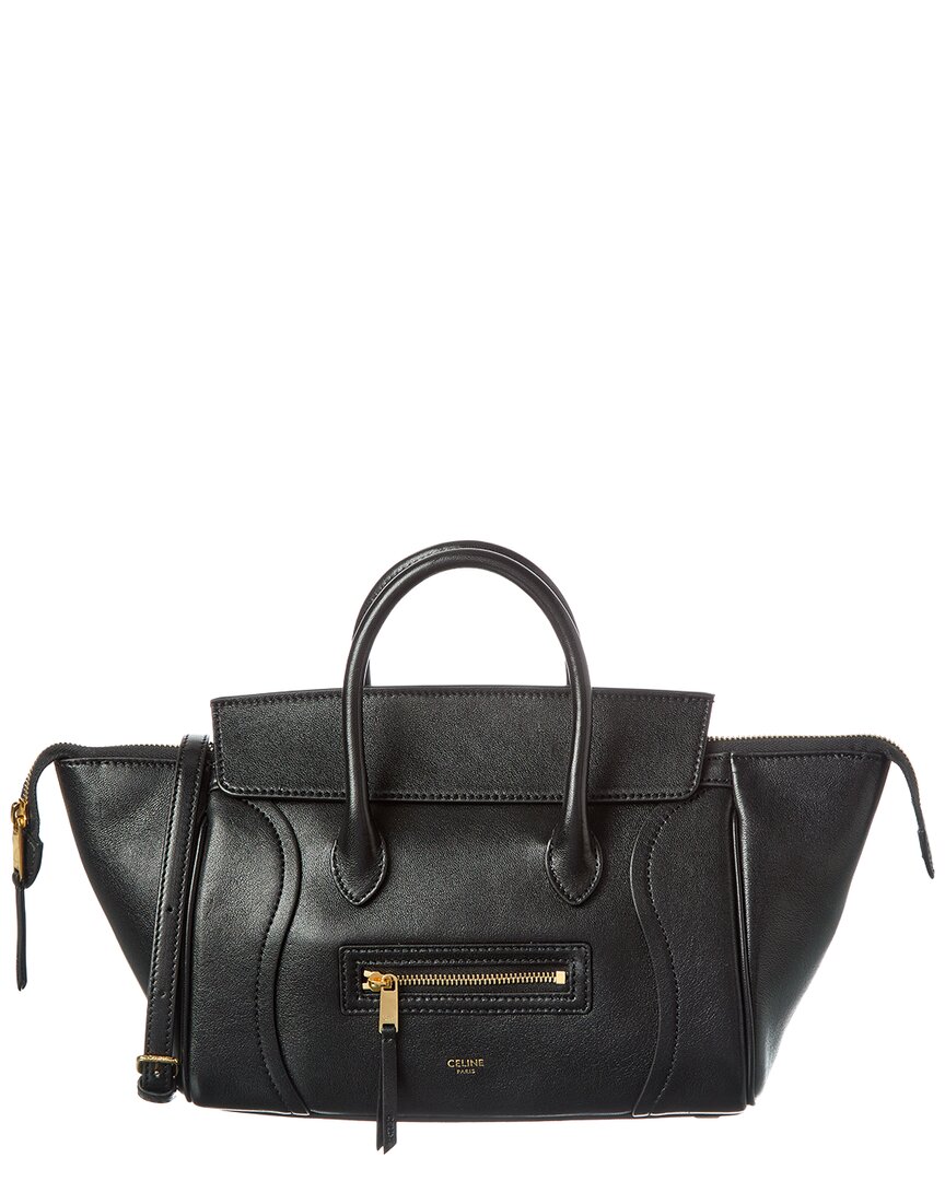 Celine Small New Luggage In Supple Shiny Lambskin In Black