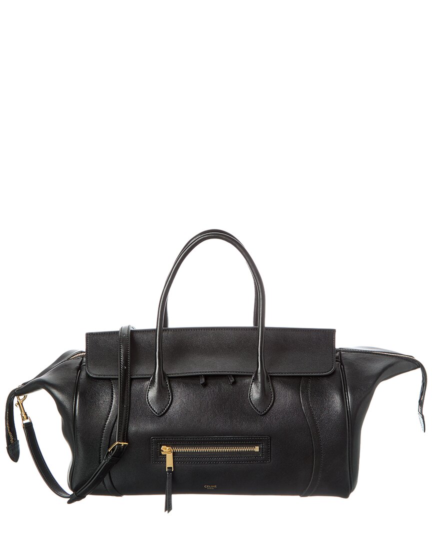 Celine Leather Shoulder Bag In Black