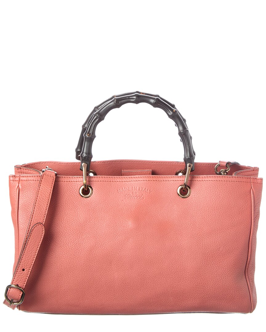 Gucci Pink Pebbled Calf Bamboo Shopper (authentic Pre-loved)