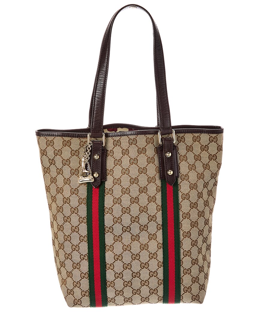 Pre-owned Gucci Beige Gg Canvas & Leather Jolicoeur Shopper Tote (authentic Pre-loved) In Neutral