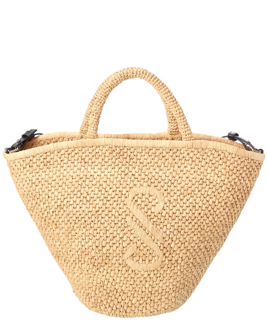 Proenza Schouler Raffia & Leather Tote In Metallic