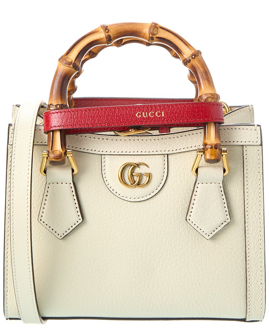 Gucci Diana Mini Leather Tote Bag In White