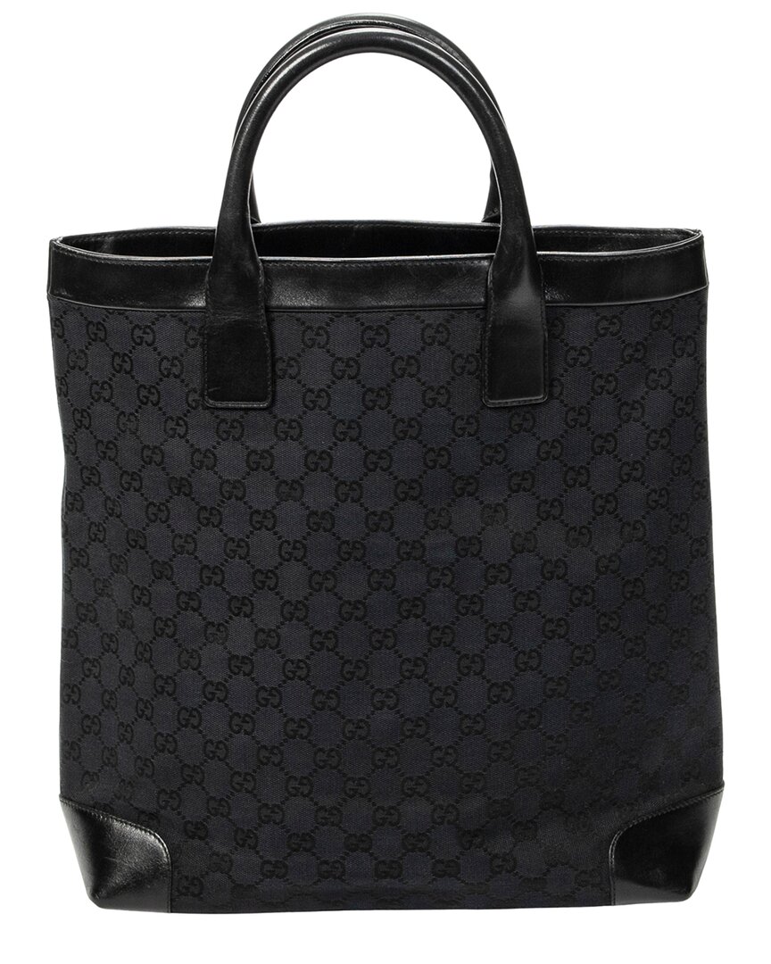 Gucci Black Gg Canvas & Leather Tall Shopping Tote (authentic Pre-loved)
