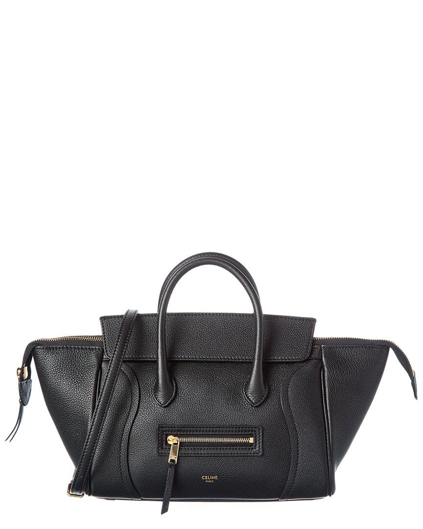 Celine Leather Tote In Black