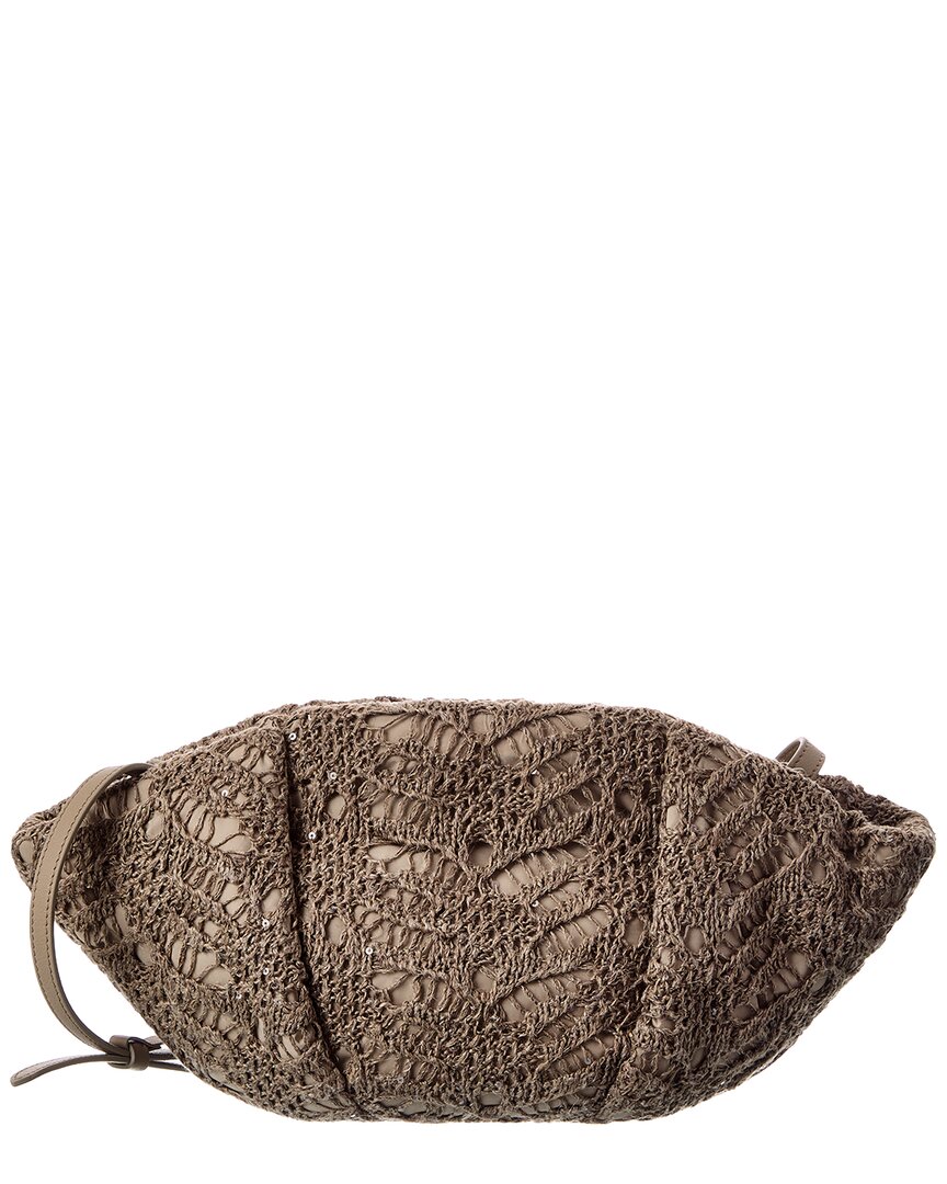 Brunello Cucinelli Knit & Canvas Shoulder Bag In Brown