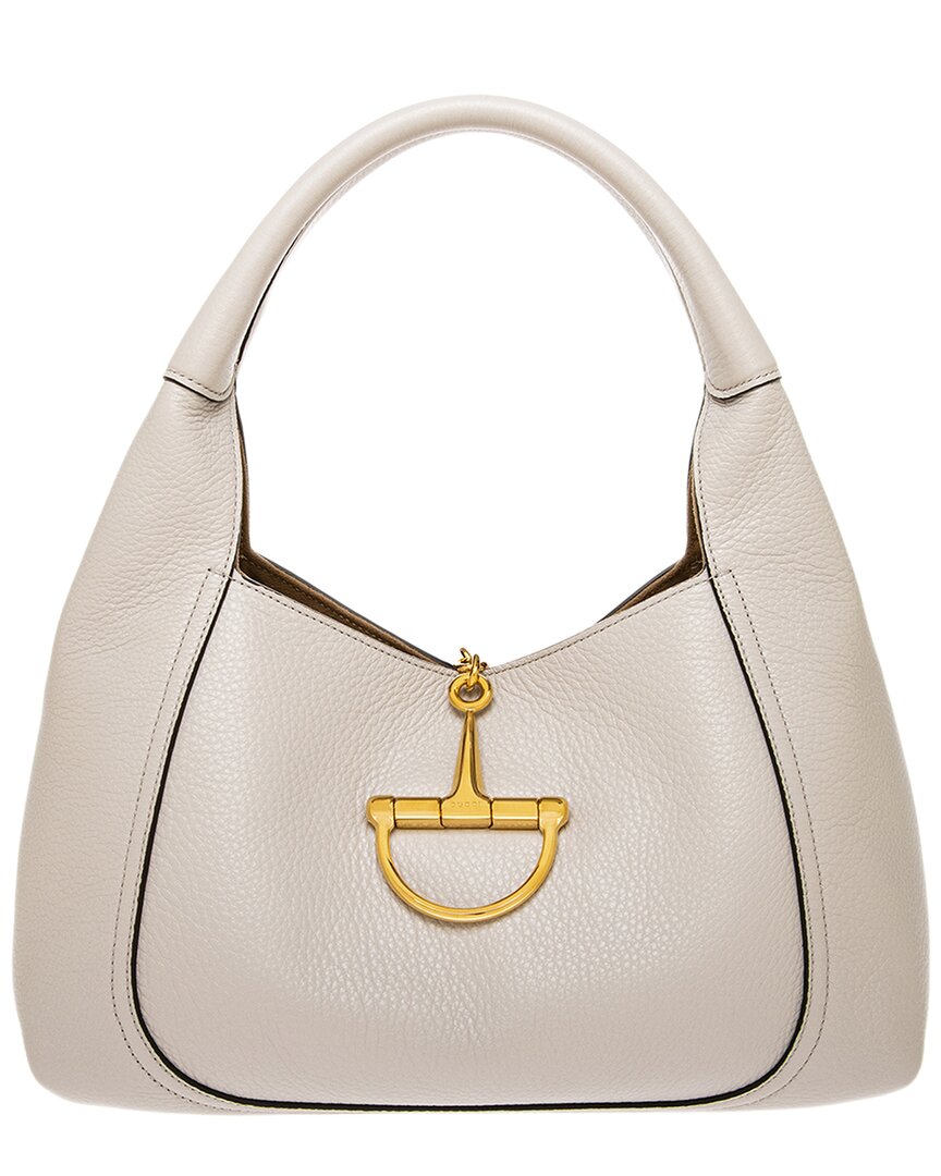 Gucci Softbit Large Leather Satchel In Neutral