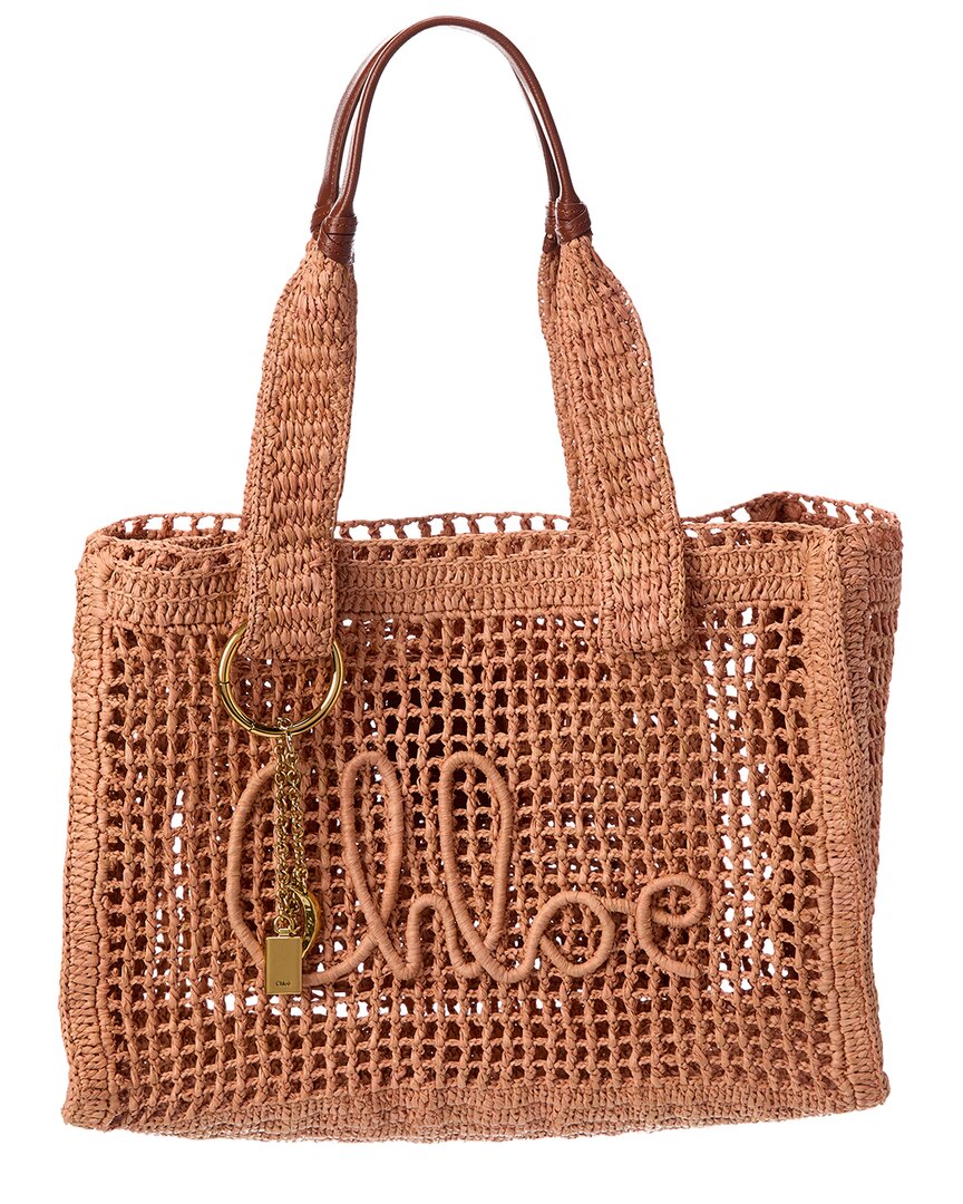 Chloé Beige/Gold Summer Banana Raffia Tote