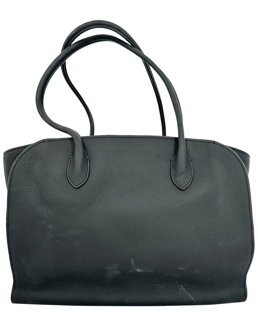 Pre-owned The Row Black Leather Marlo 12 Tote (authentic Pre-loved)
