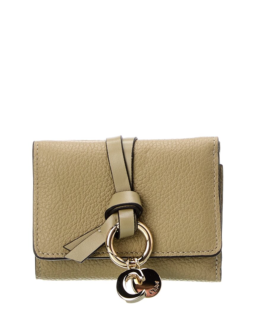 Chloé Alphabet Leather Coin Purse In Beige