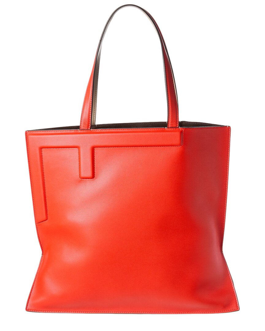 Fendi Flip Large Leather Tote In Red