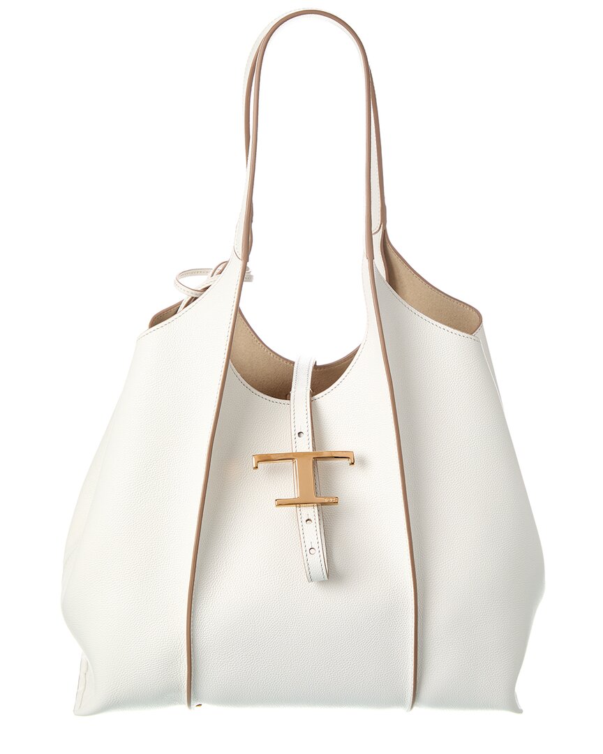 Tod's T Timeless Small Leather Tote In White