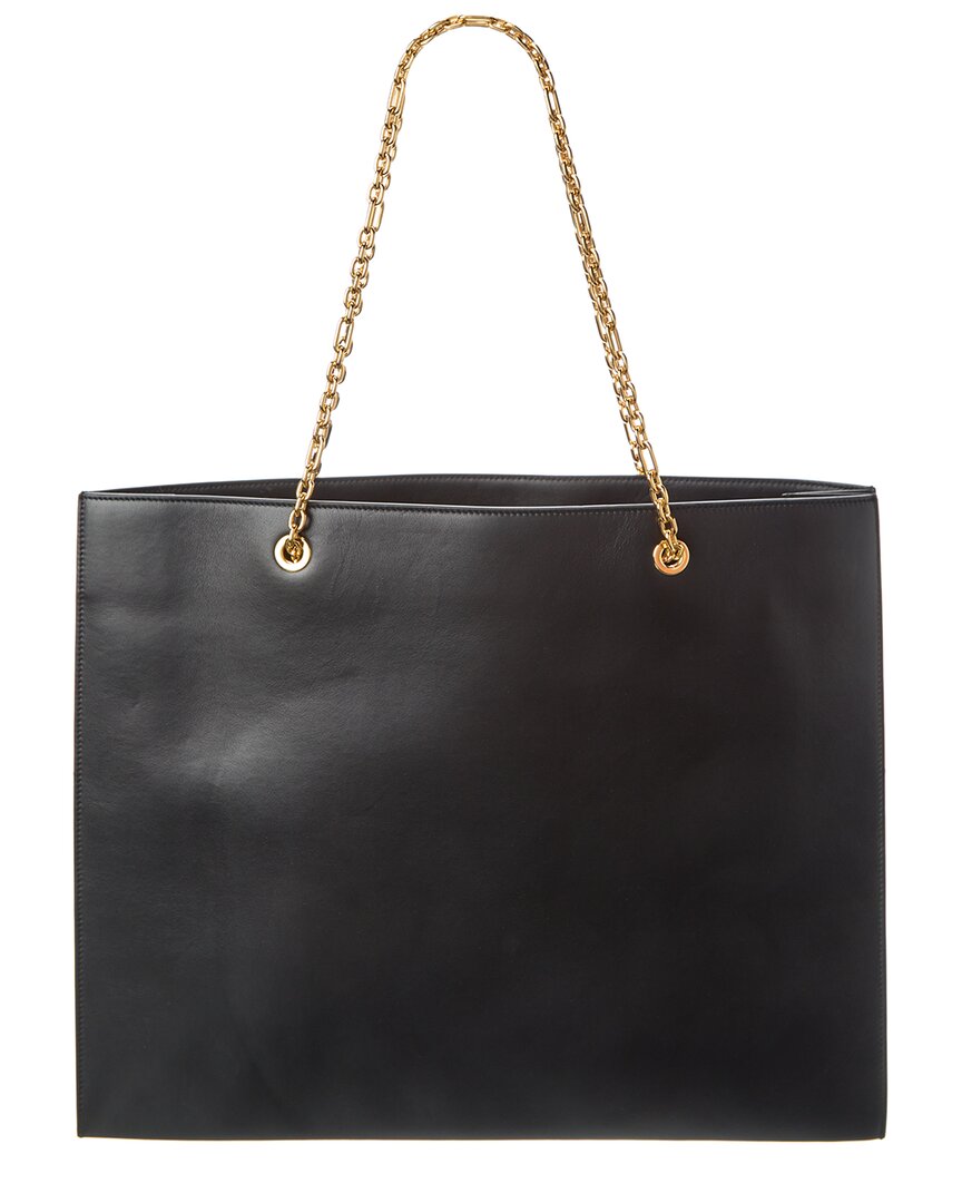 Lanvin Chain Leather Tote In Burgundy