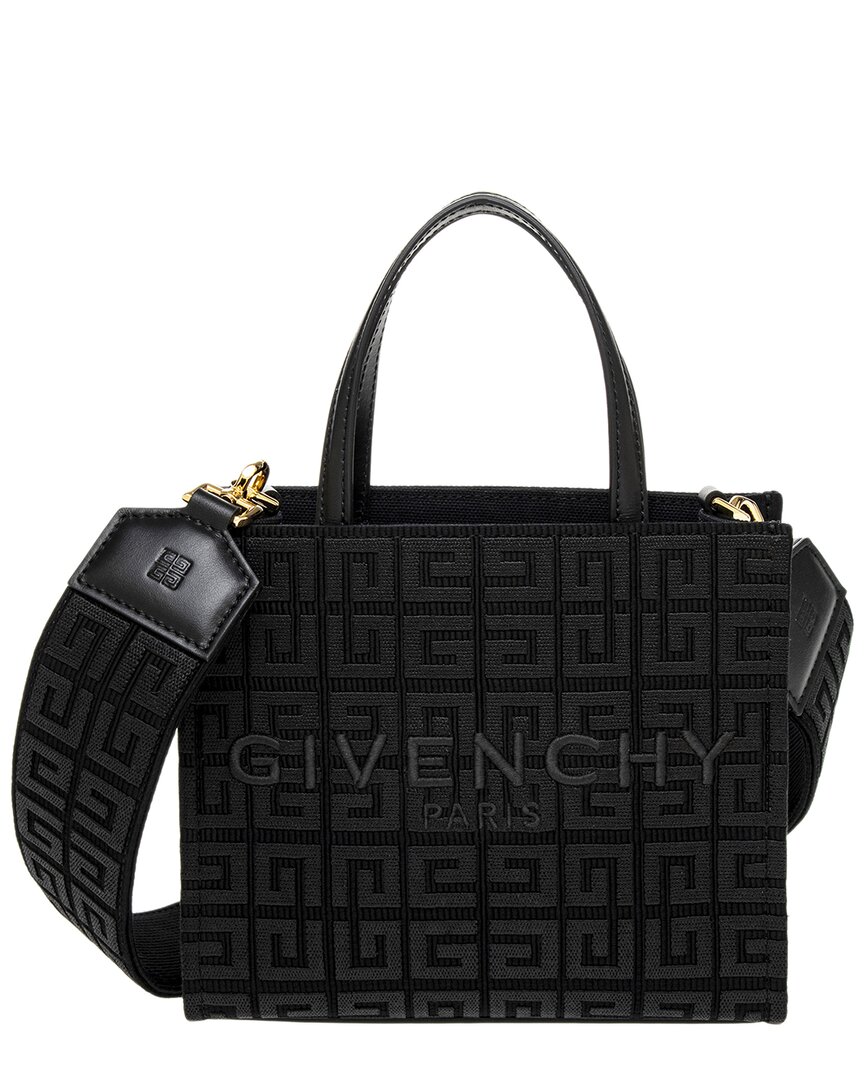 Shop Givenchy G-tote Mini Leather-trim Tote In Black